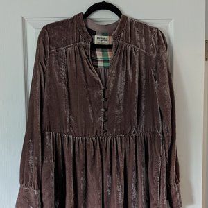 Anthropologie Holding Horses - Velvet Shirtdress in Mauve